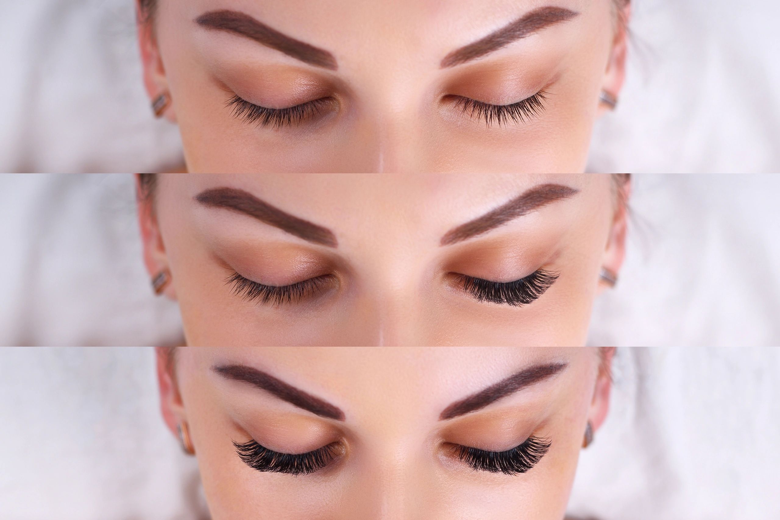 Before and after eyelash extension comparison